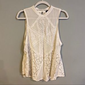 Beautiful high-neck white lace AE tank top